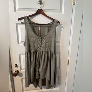 Free People Sage Green Sleeveless Button-Down Top